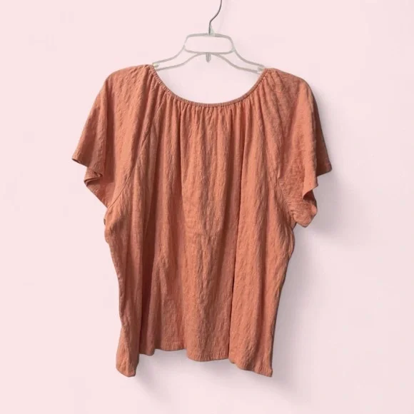 Women’s NWT Wonderly Peach Short Sleeve Blouse Petite Large - Picture 5 of 5